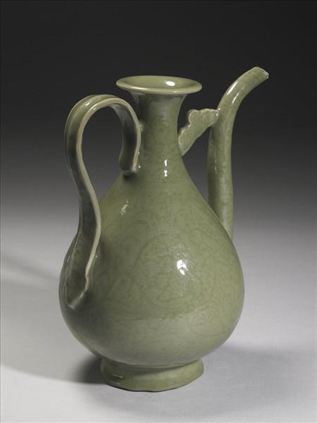 龍泉窯 青瓷劃花枇杷執壺