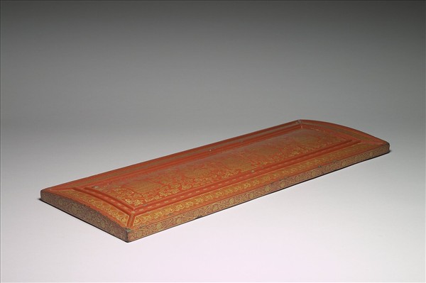 紅漆戧金八寶紋經板