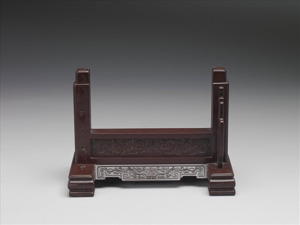 松花石山水人物插屏座