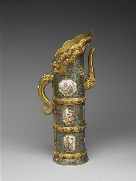 掐絲兼繪琺瑯多穆壺