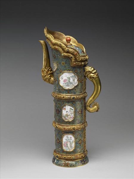 掐絲兼繪琺瑯多穆壺