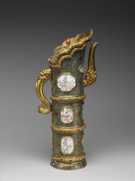 掐絲兼繪琺瑯多穆壺