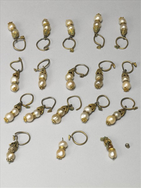 銅鍍金珍珠耳墜（一對）