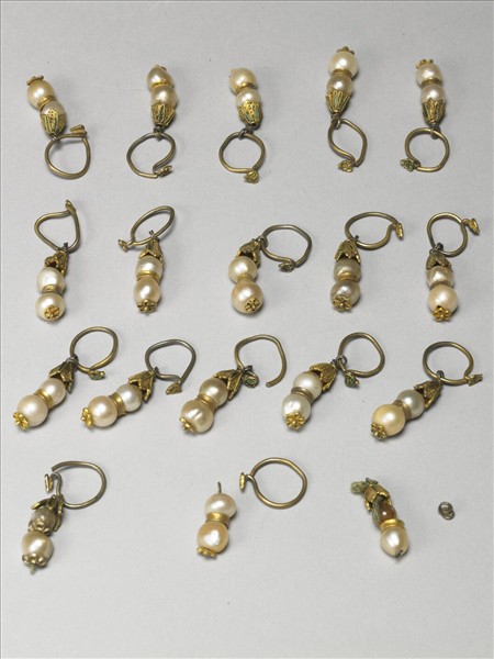 銅鍍金珍珠耳墜（一對）