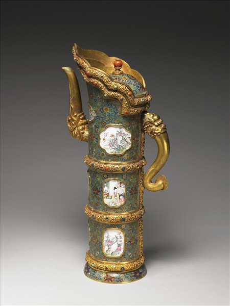 掐絲兼繪琺瑯多穆壺