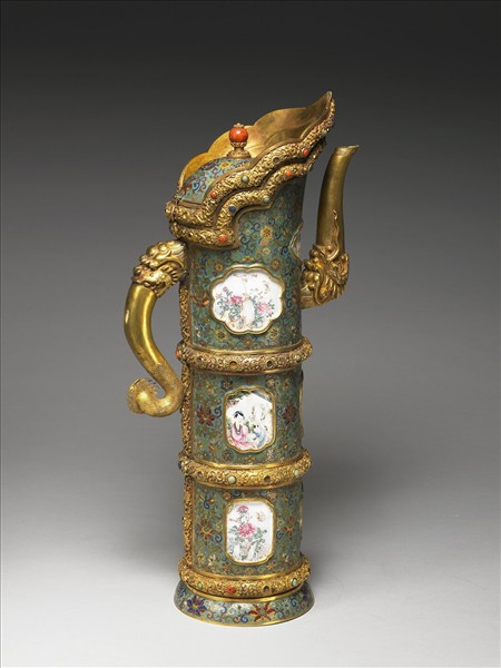 掐絲兼繪琺瑯多穆壺