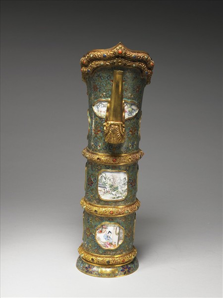 掐絲兼繪琺瑯多穆壺