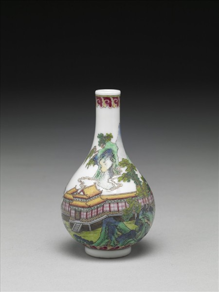 琺瑯彩山水樓閣圖瓶