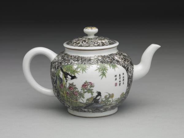 琺瑯彩瓷喜報雙安把壺