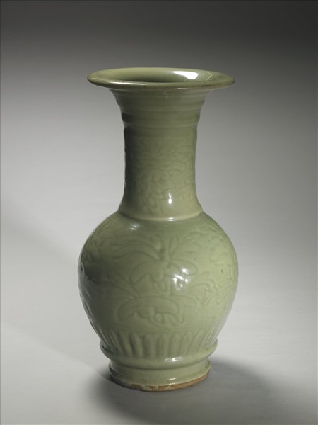龍泉窯 劃花鳳尾瓶