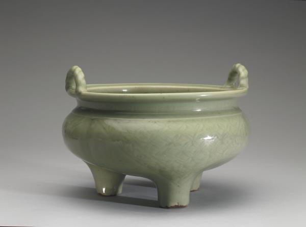 春秋時代 青銅蟠螭紋鼎 三足双耳鼎 蓋付 共箱 古銅器 唐物 時代