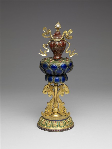 銅鎏金嵌料石八寶-法螺