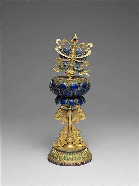 銅鎏金嵌料石八寶-雙魚