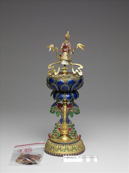 銅鎏金嵌料石八寶-傘