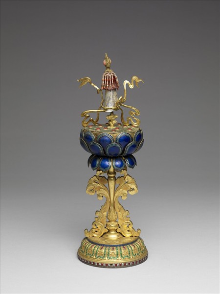 銅鎏金嵌料石八寶-傘