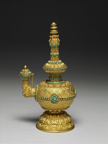 金嵌松石奔巴壺