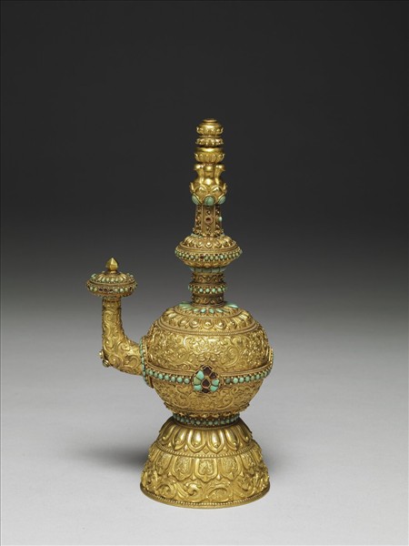 金嵌松石奔巴壺