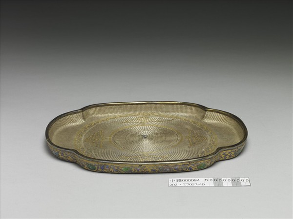 銀絲編海棠式嵌螺鈿淺盤