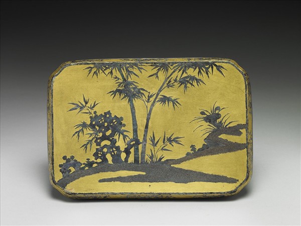 編銀絲長方形嵌螺鈿淺盤