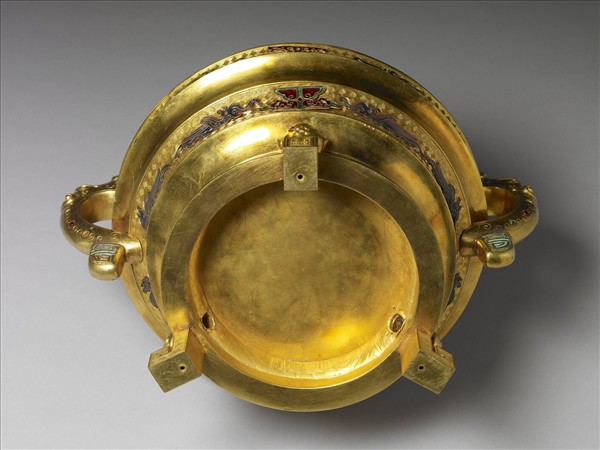 銅鎏金嵌料石簋式爐