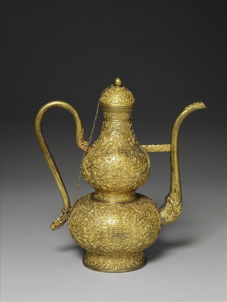 銅鎏金葫蘆式執壺