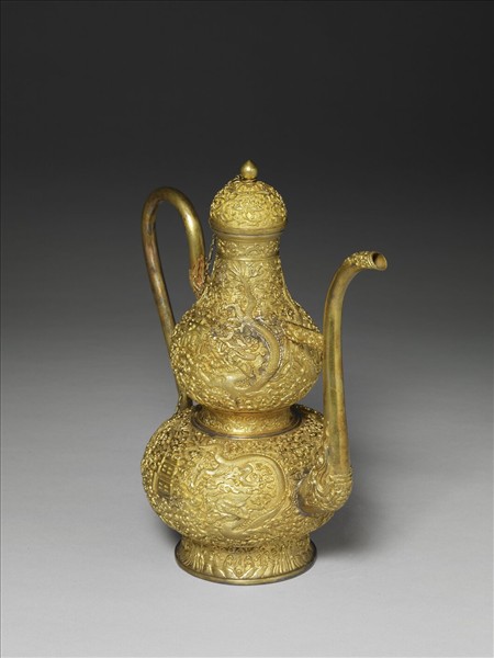 銅鎏金葫蘆式執壺