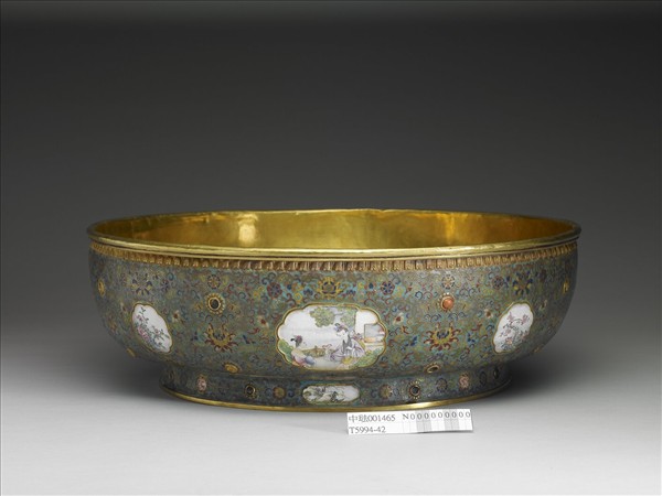 銅鎏金裡琺瑯洗