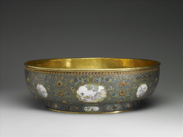 銅鎏金裡琺瑯洗