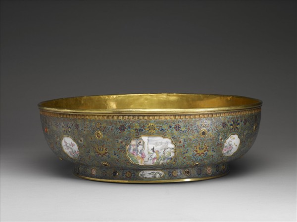 銅鎏金裡琺瑯洗