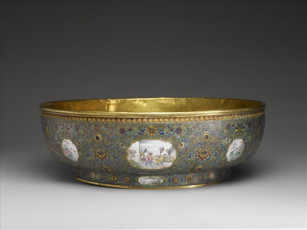 銅鎏金裡琺瑯洗