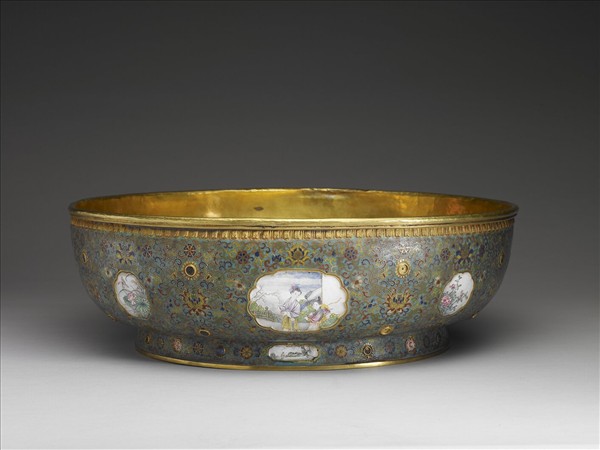 銅鎏金裡琺瑯洗