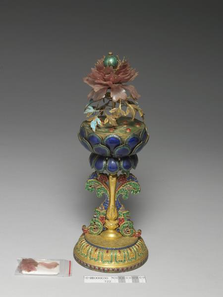 銅鎏金嵌料石八寶-蓮花