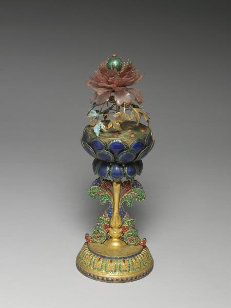 銅鎏金嵌料石八寶-蓮花