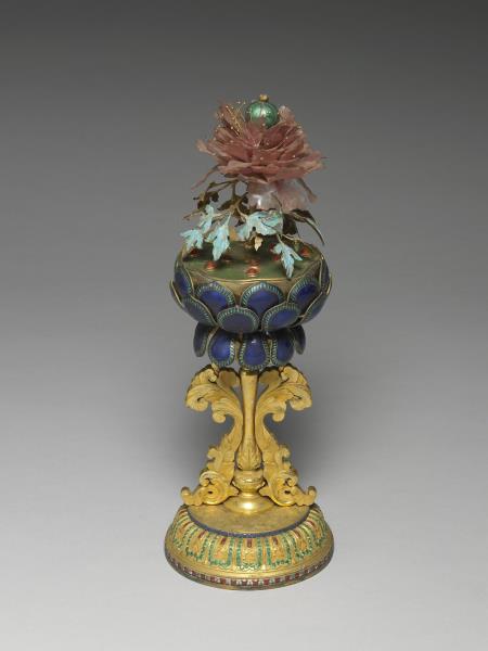 銅鎏金嵌料石八寶-蓮花