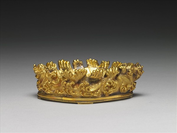 銅鎏金波濤紋座