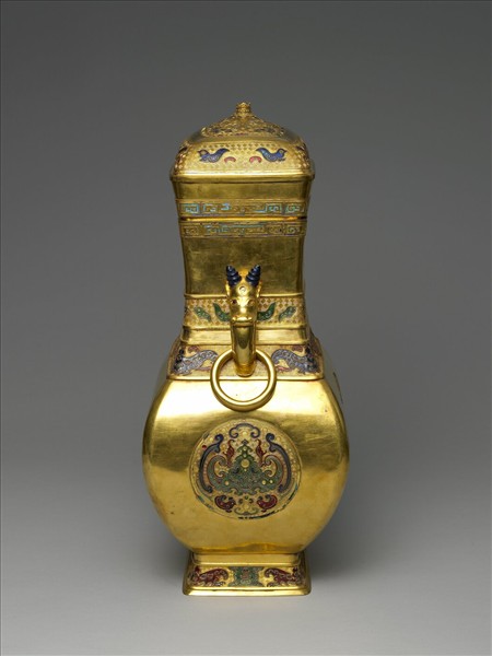 銅胎鍍金仿古萬壽尊