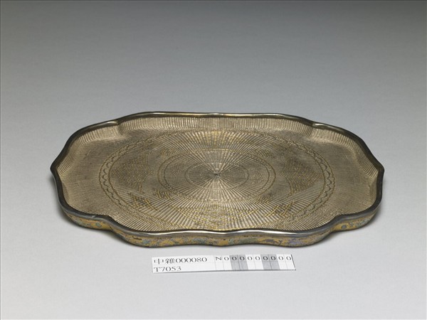 編銀絲嵌螺鈿海棠式淺盤
