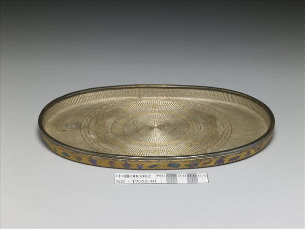 編銀絲嵌螺鈿橢圓形淺盤