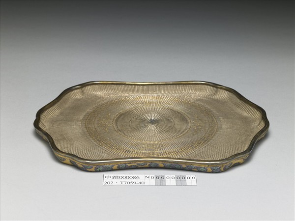 銀絲編海棠式嵌螺鈿淺盤