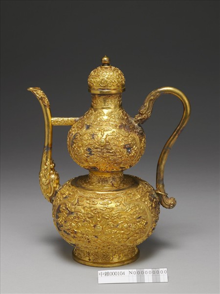 銅鎏金葫蘆式執壺