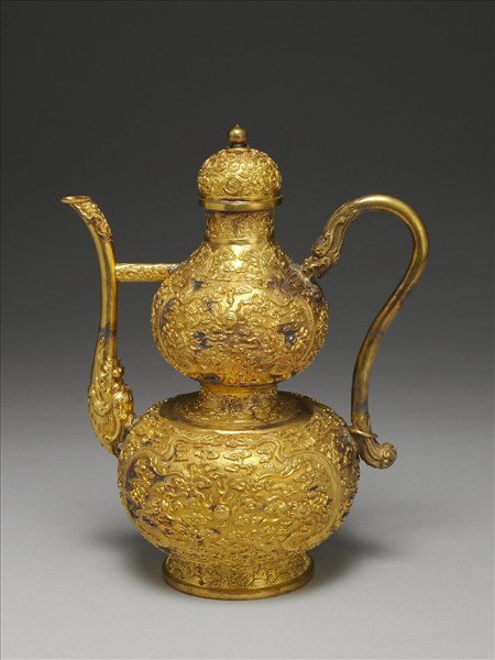 銅鎏金葫蘆式執壺