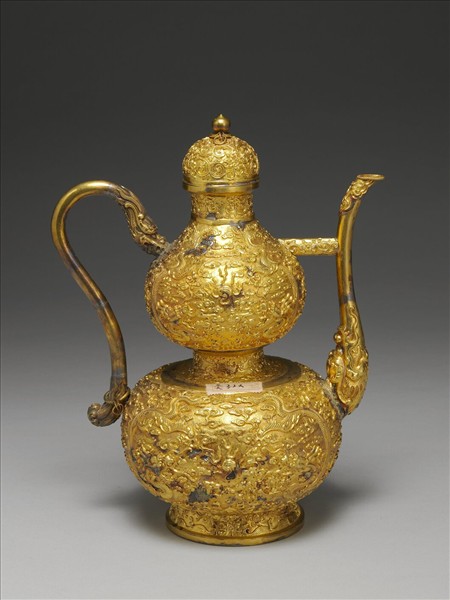 銅鎏金葫蘆式執壺