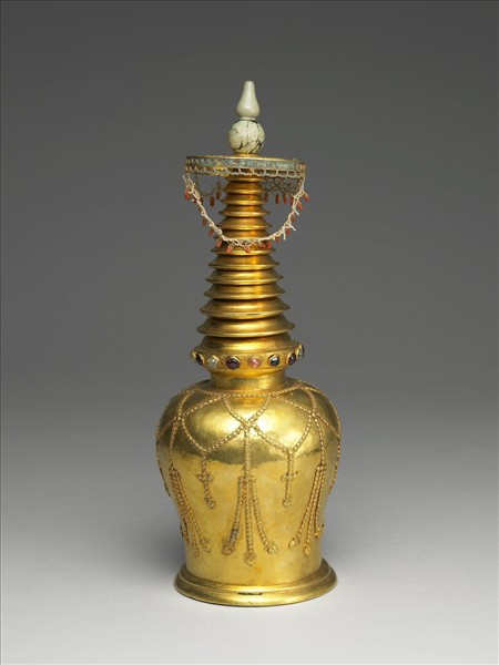 銅鎏金鑲料石藏式塔