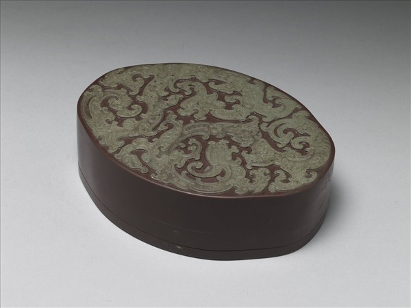 松花石龍鳳硯盒