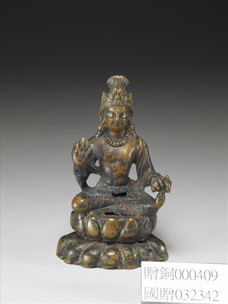 銅嵌銀彌勒菩薩坐像