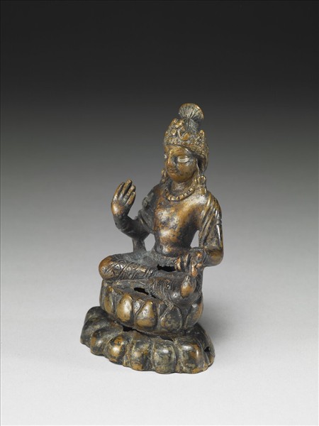 銅嵌銀彌勒菩薩坐像