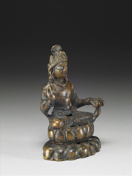 銅嵌銀彌勒菩薩坐像