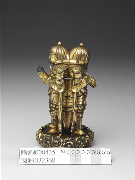日本 江戶時代 十七－十九世紀 銅鎏金雙身天王立像