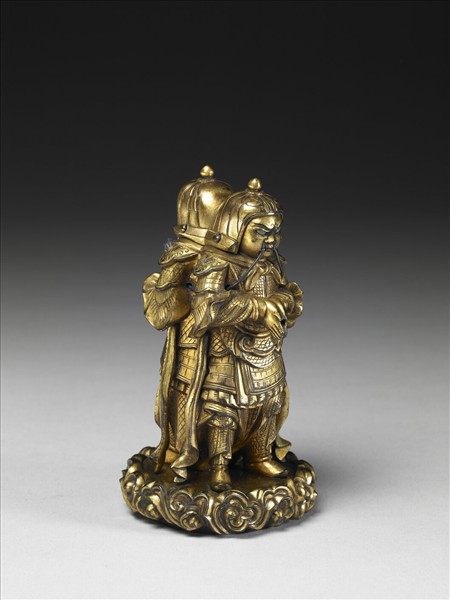 日本 江戶時代 十七－十九世紀 銅鎏金雙身天王立像