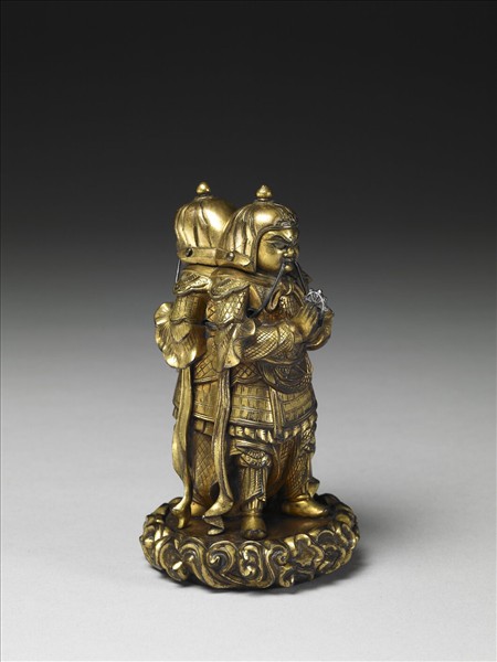 日本 江戶時代 十七－十九世紀 銅鎏金雙身天王立像